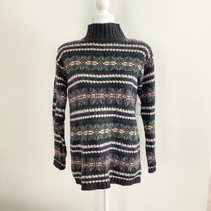 Vintage cotton blend cowlneck shoulder pad sweater